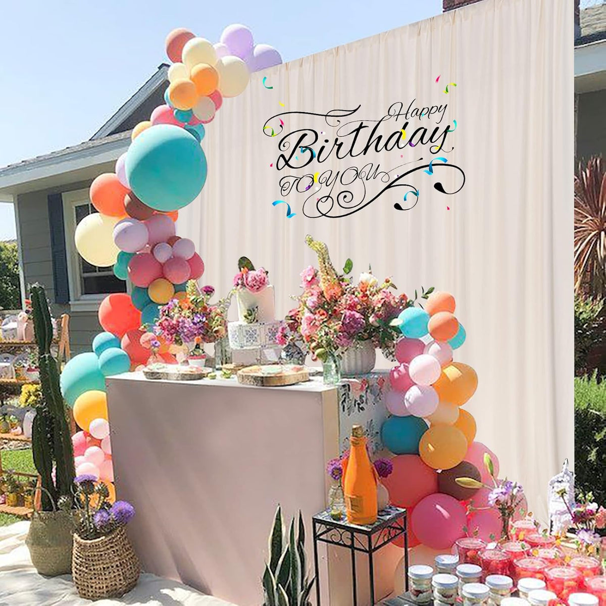 10ft x 10ft Beige Backdrop Curtains for Wedding Birthday Baby Shower Photography Backdrop Fabric