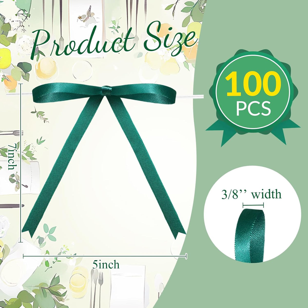 Riceshoot 100 Pcs Twist Tie Bows Bulk 5x7 Inch Satin Ribbon Bows for Gift Wrapping Cake Treat Bags