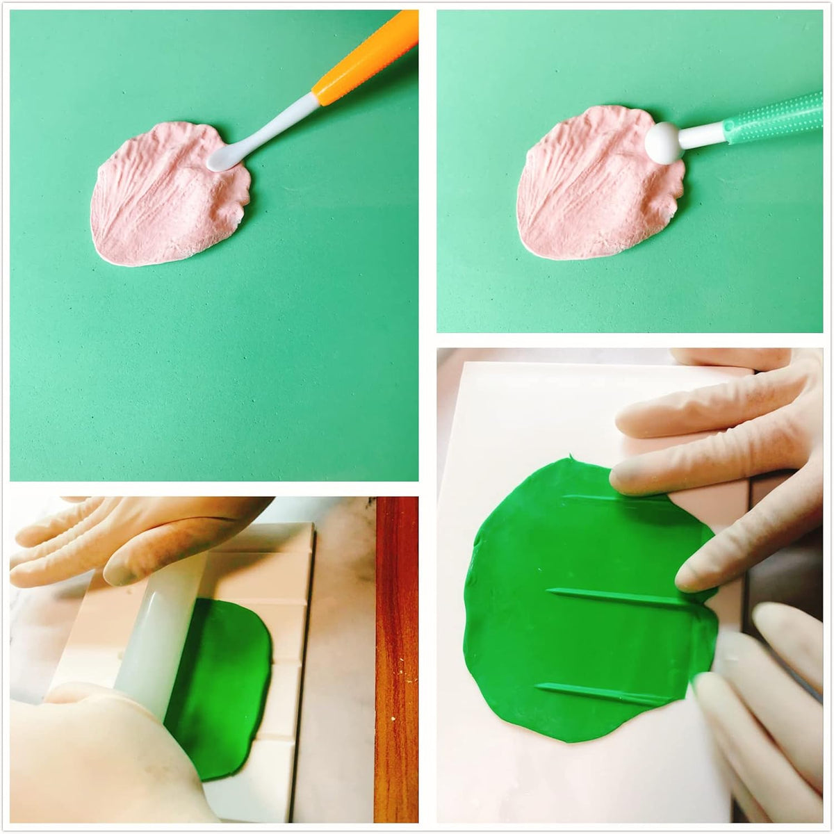 60pcs Gum paste Flower and Leaf Tool 6set Fondant Flower Silicone Molds 6set Gum Paste Cutter 20pcs