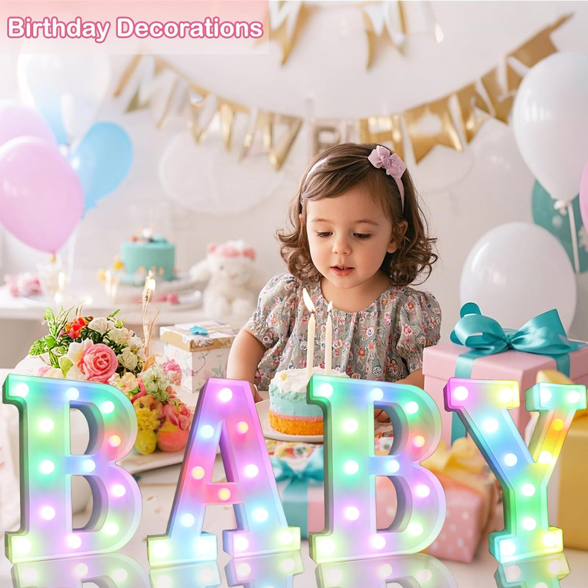Light Up Colorful LED Marquee Letter lights, 18 Colors Changing Alphabet Letters Sign with Remote