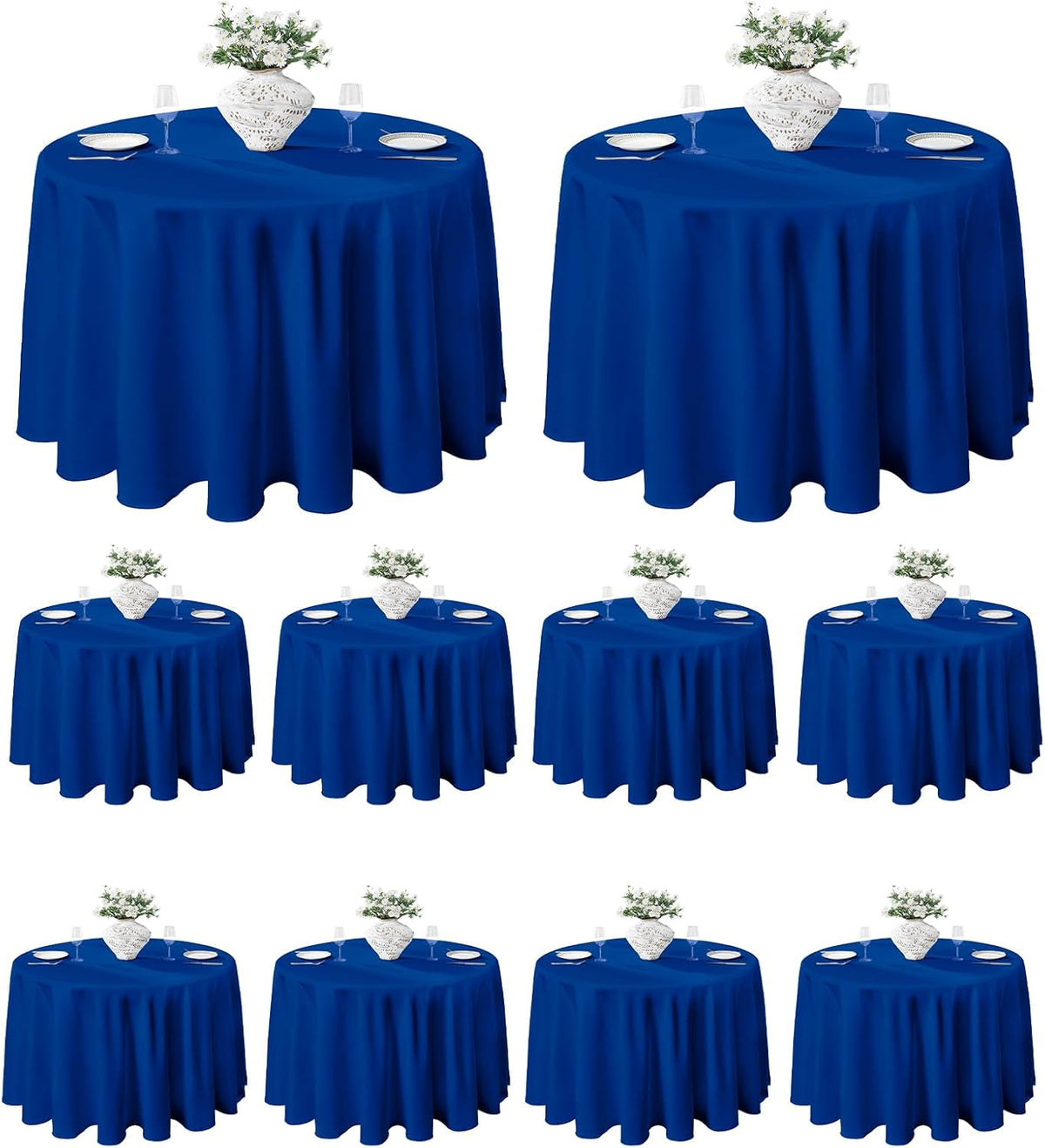 VidaFete Tablecloth 10 Pack 120inch Round Table Cloth Polyester, Stain Wrinkle Resistant Polyester