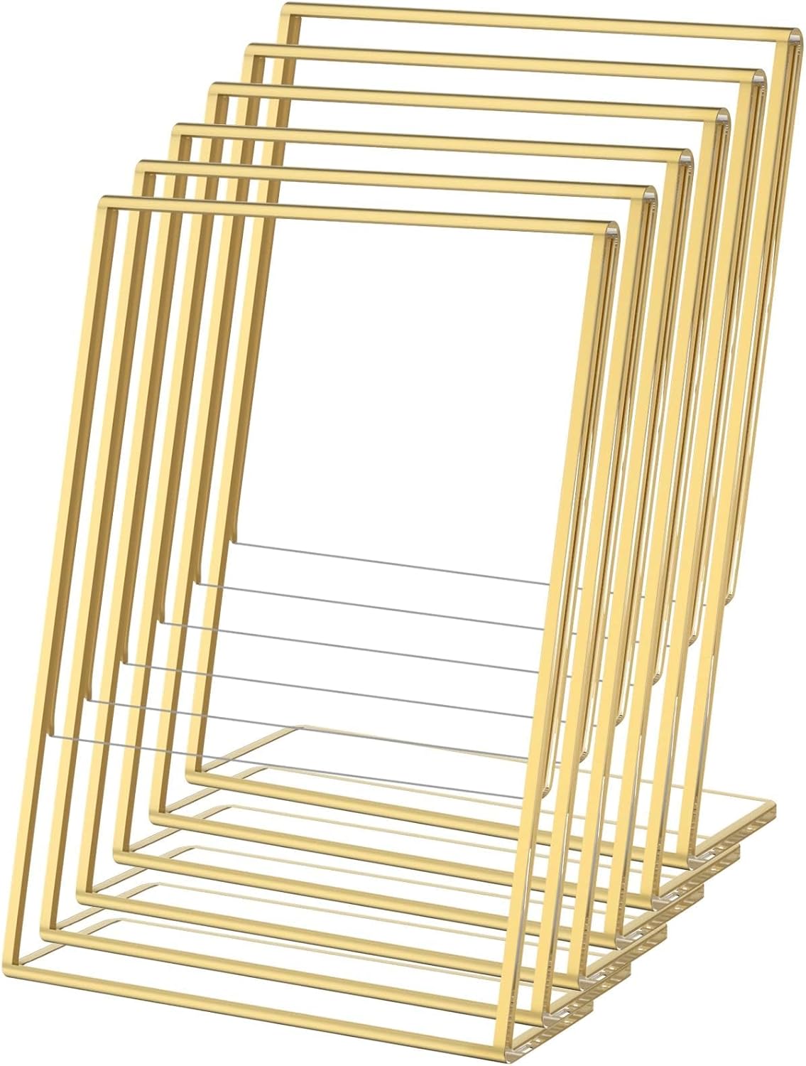 NIUBEE 8.5 x 11 Gold Frames, 6 Pack Acrylic Slanted Back Gold Picture Frames for Signs, Menu, Flyer