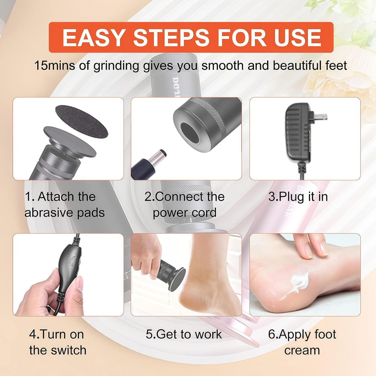 PowerPro Electric Foot Callus Remover,36W Professional 1200rpm Adjustable Speed Metal Body Heavy