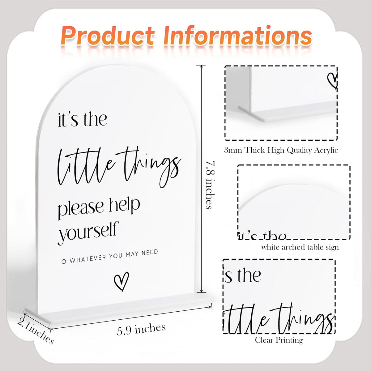 Wedding Bathroom Favors Sign, White Arch Acrylic Sign, Wedding Bathroom Basket Supplies, Bridal