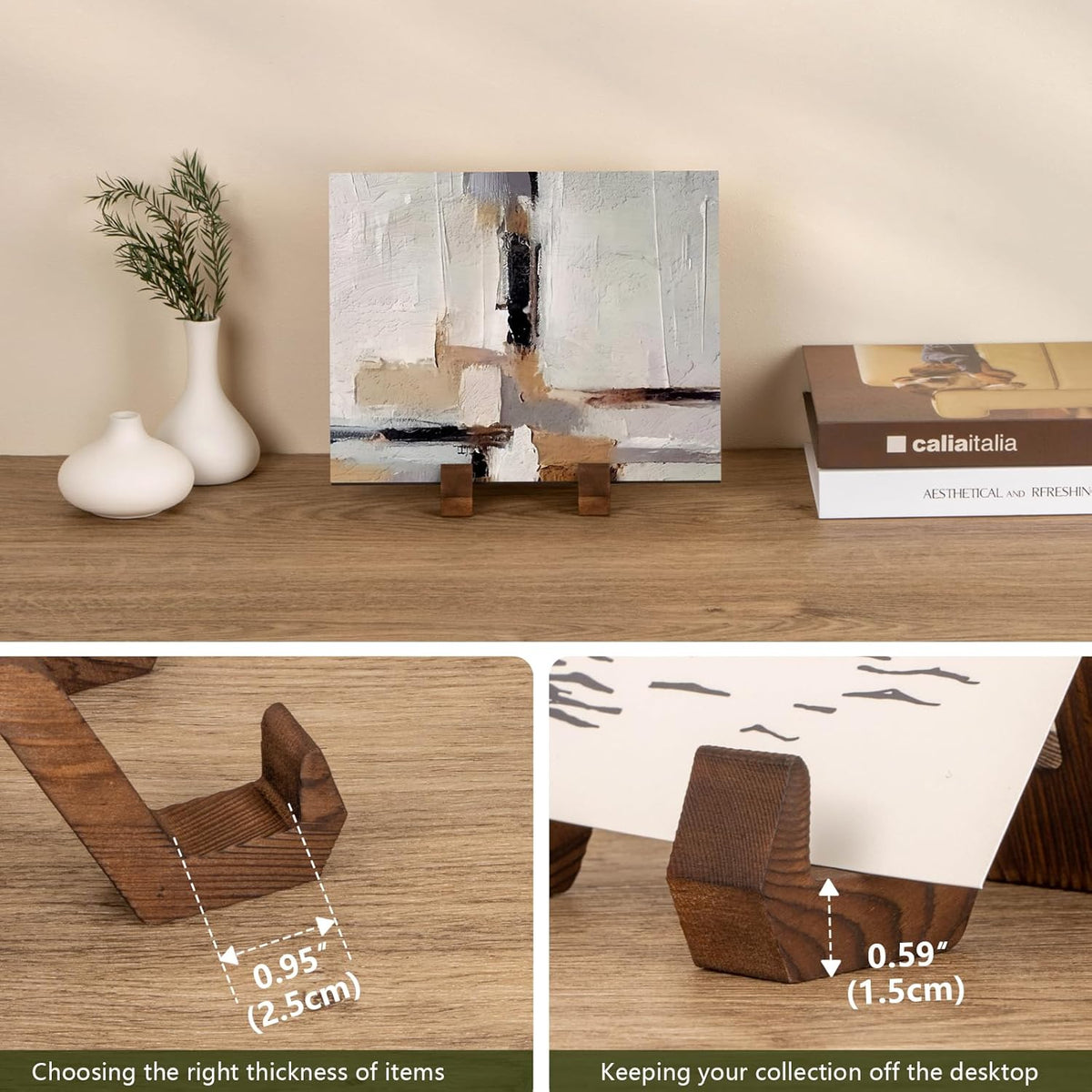 Plate Display Stand, 3 Pack 4 Inch Plate Holder for Displaying, Decorative Picture Frame Dish Photo