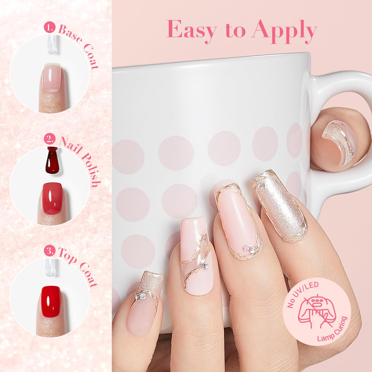 AZUREBEAUTY Nail Polish Set, 4 Colors Nude SKin Glitter Pearl Long Lasting All Season Quick Dry