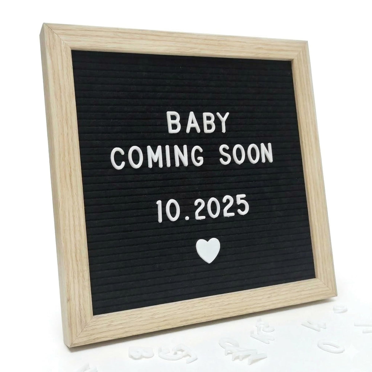 Black Felt Letter Board 10x10in, Baby Announcement Sign, 336 Letter Kit