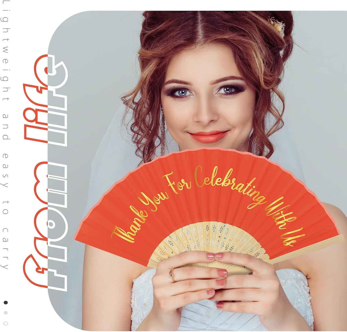 Jetec 50 Pcs Wedding Fans for Guests Bulk Silk Hand Fans Handheld Folded Thank You for Celebrating
