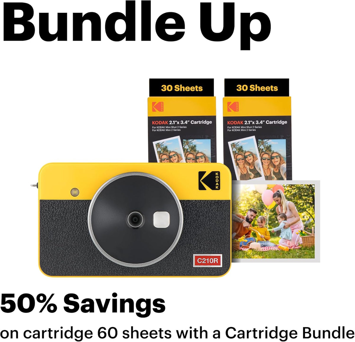 KODAK Mini Shot 2 Retro 4PASS 2-in-1 Instant Digital Camera and Photo Printer (2.1x3.4 inches) + 8