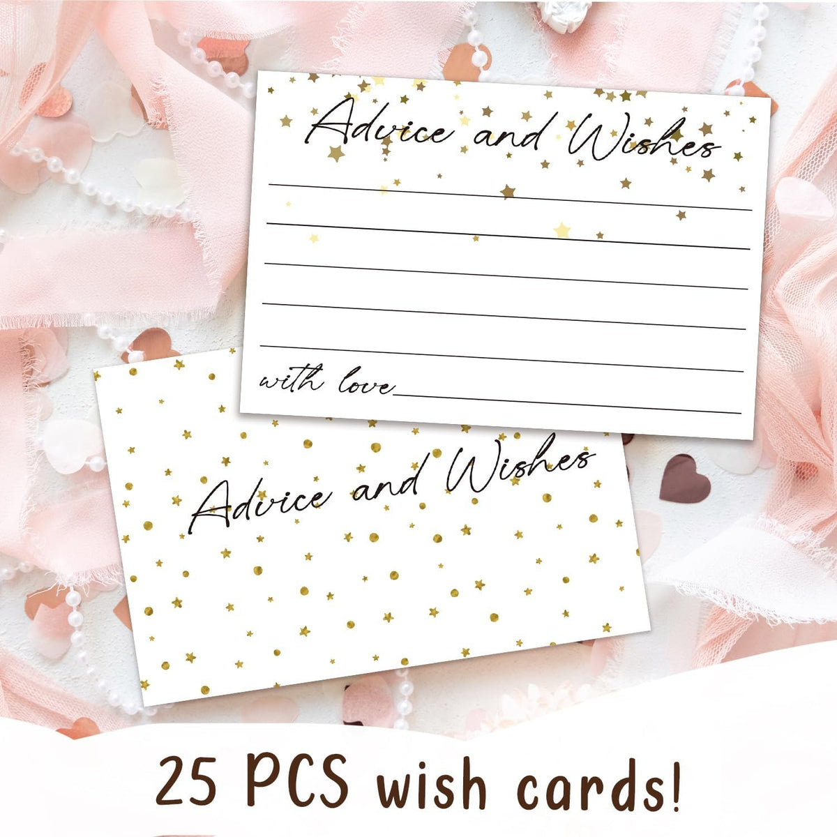 Advice and Wishes Cards, Double-sided Blank Cards with Star Suitable for Wedding Reception, Bridal