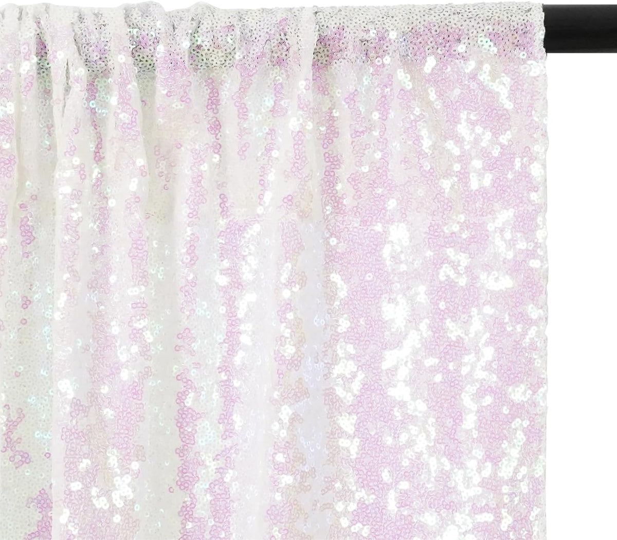 Eternal Beauty White Iridescent Sequin Backdrop, 8x8 Ft Glitter Background Curtains for Shimmer