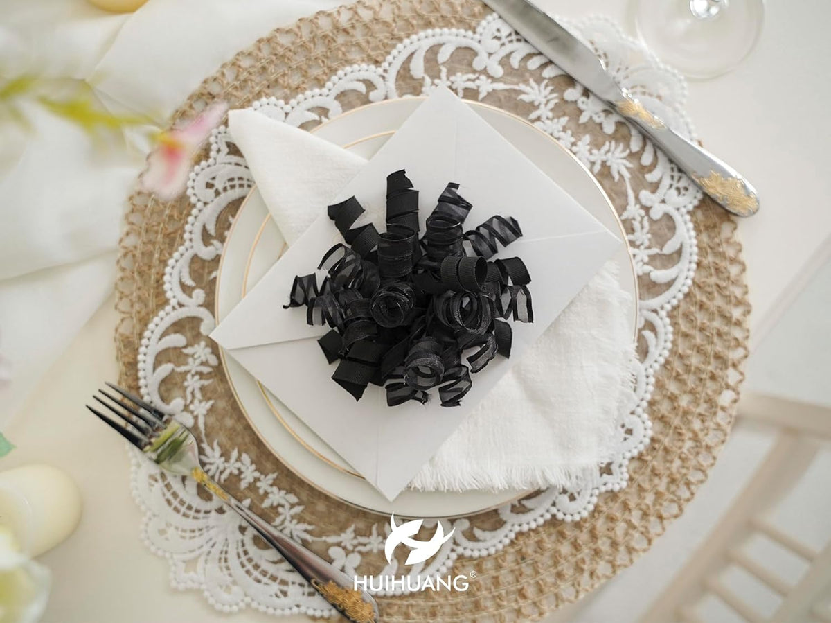 HUIHUANG Black Bows for Gift Wrapping Curly Gift Bow 5 inch x 8 Counts Self-Adhesive Ribbon Bows