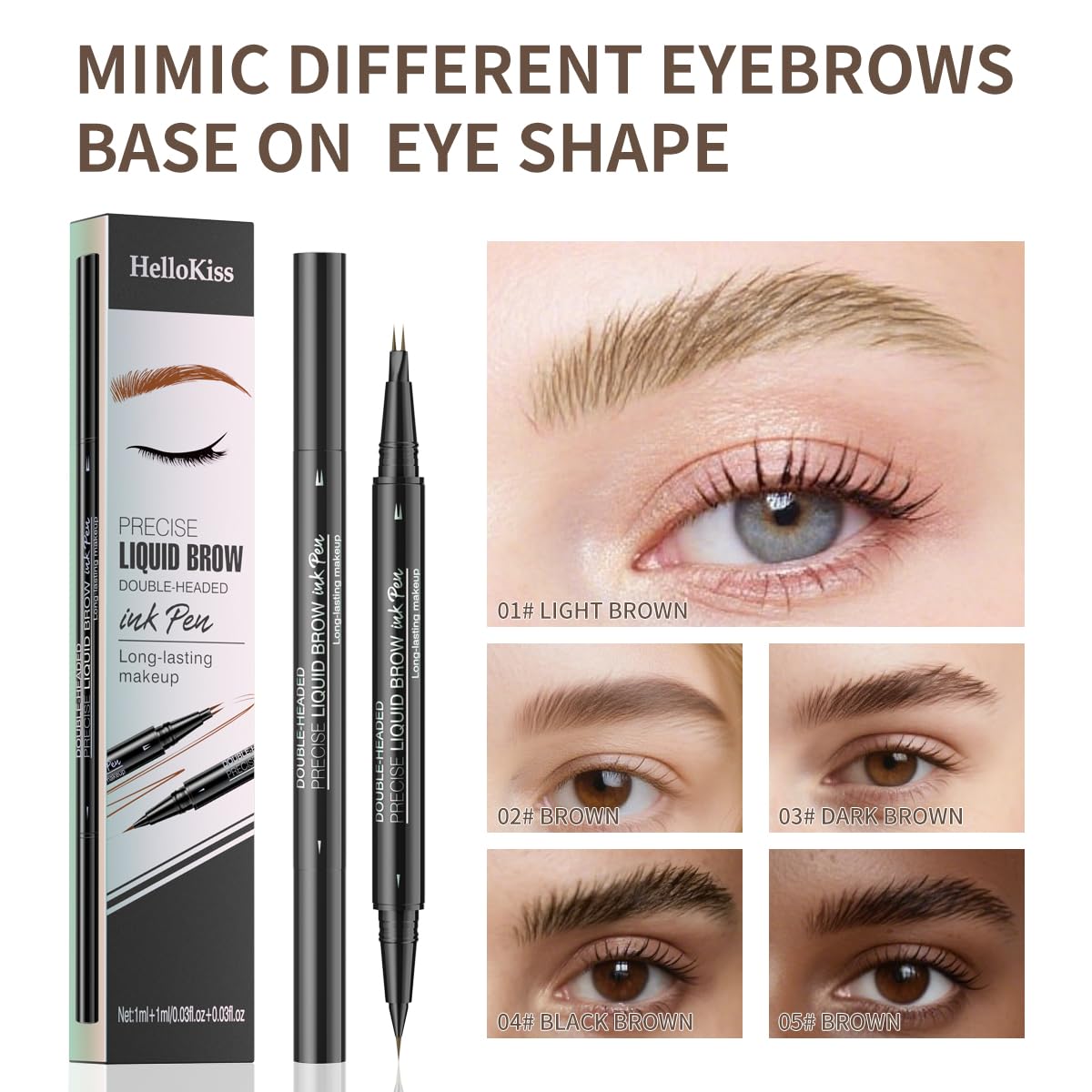 Microblading Eyebrow Pencil,2-in-1 Dual-Ended Eyebrow Pen with 2 Tip brow pen and Precise