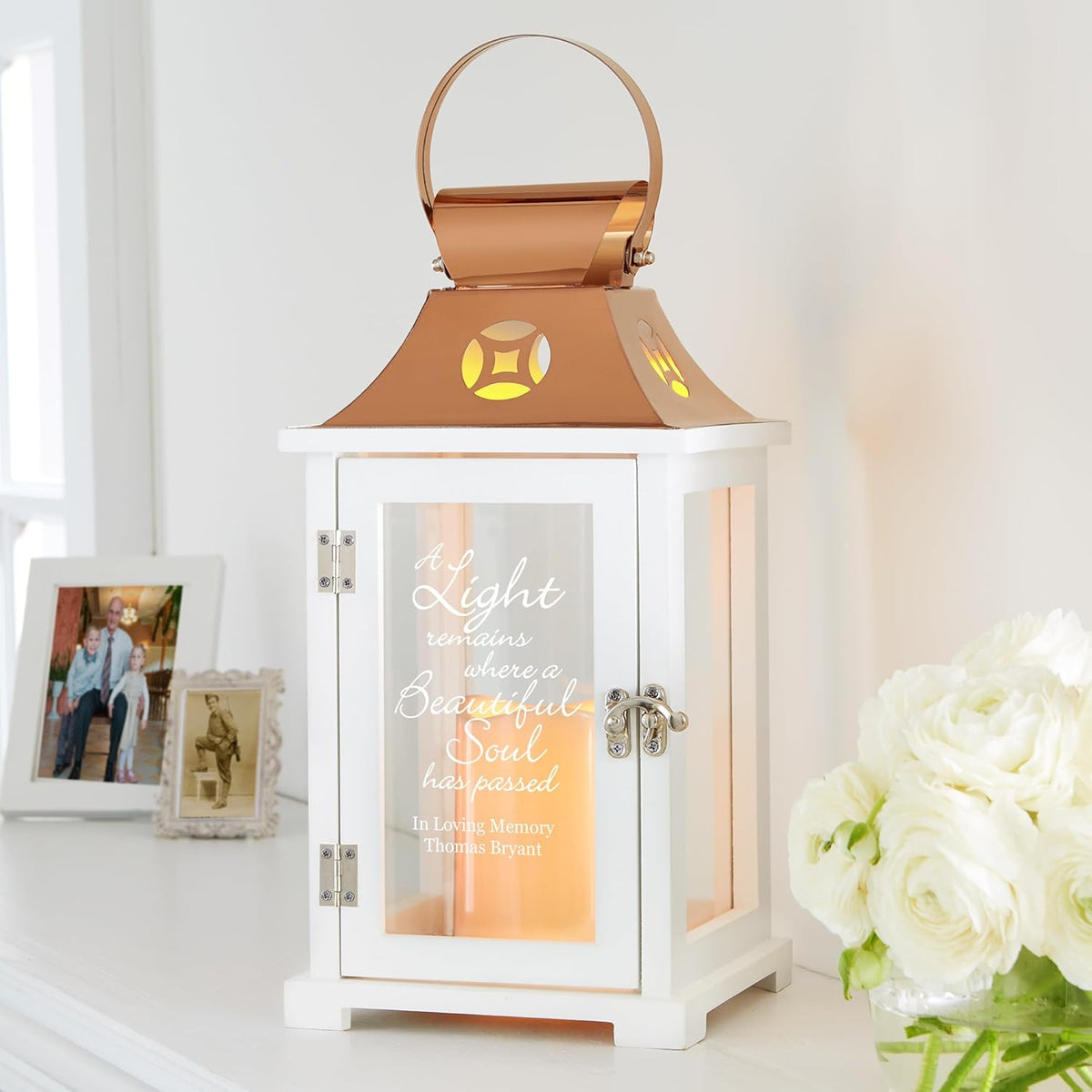 Let's Make Memories Personalized Memorial Lantern - Sympathy - Condolences - LED Candle - Automatic