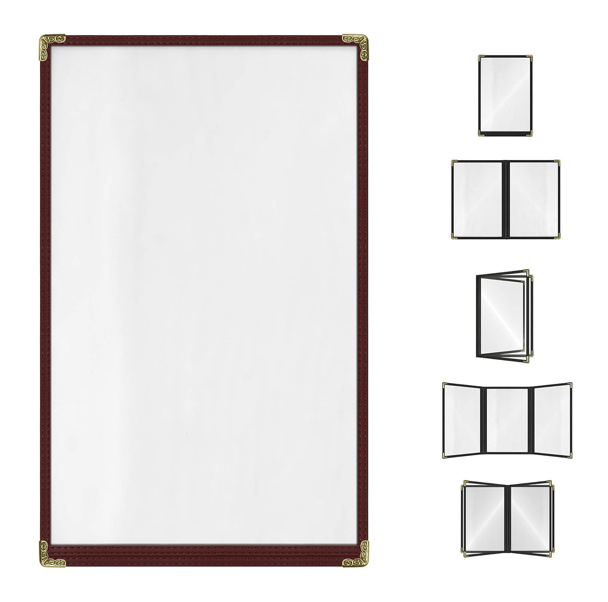 Goodsmart Restaurant Menu Covers – 25 Pack Burgundy 2-View, Top-Loading Menu Holders, Vinyl &