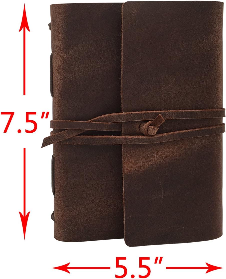 Leather Journal Writing Notebook - Genuine Leather Bound Daily Notepad for Men & Women Lined Paper