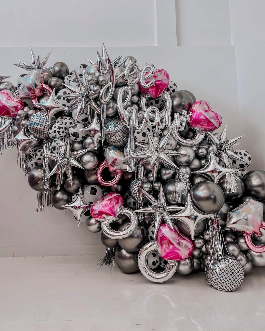 3pcs 26inch 3D Explosion Star foil balloon, Silver Foil Cone Star burst Balloons for Birthday