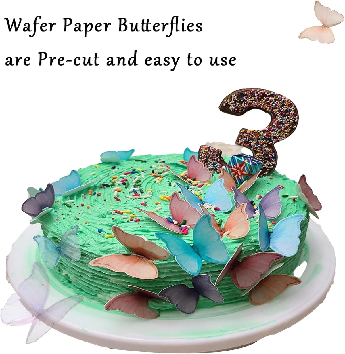 48Pcs Edible Butterflies for Cake Decorating Wafer Paper Butterfly Cupcake Toppers Edible Cake