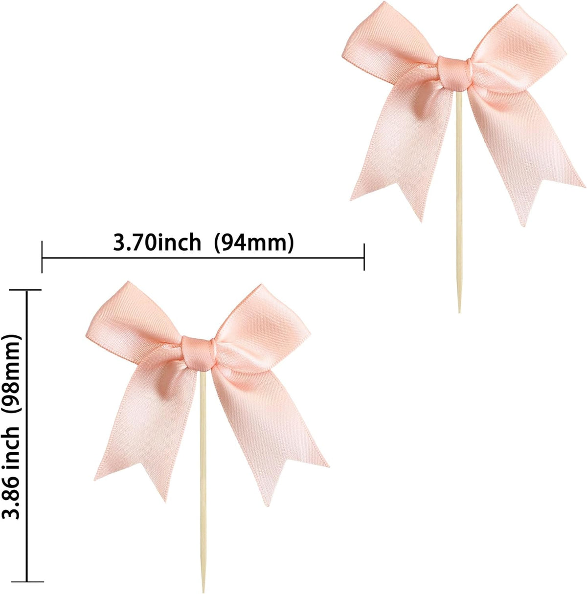 Ephlyn 24Pcs Pink Bow Cupcake Toppers Pink Bow Cake Topper Birthday Decorations, Mini Bowknot