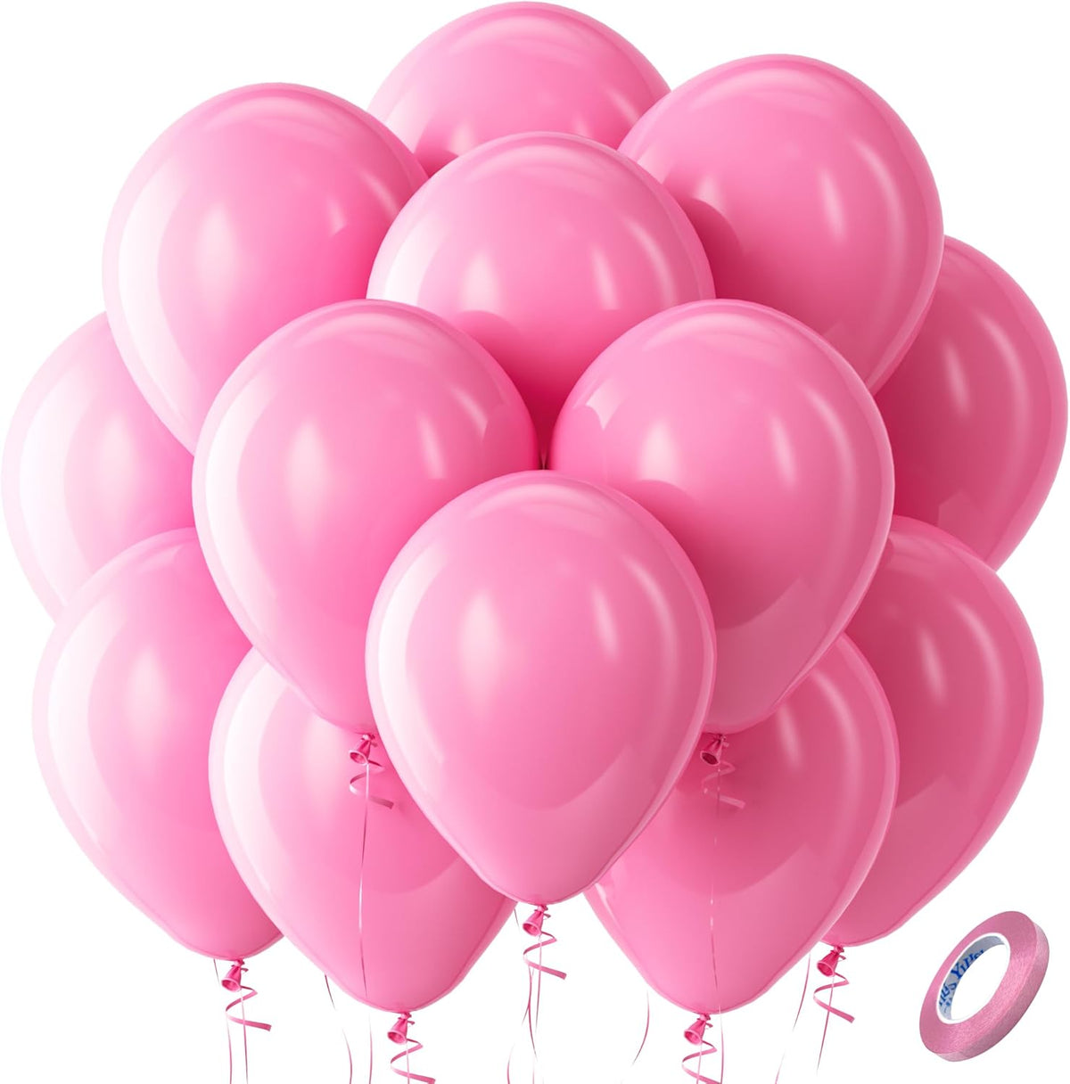 Bezente Pink Balloons Latex Party Balloons - 100 Pack 12 inch Round Helium Pink Balloons for