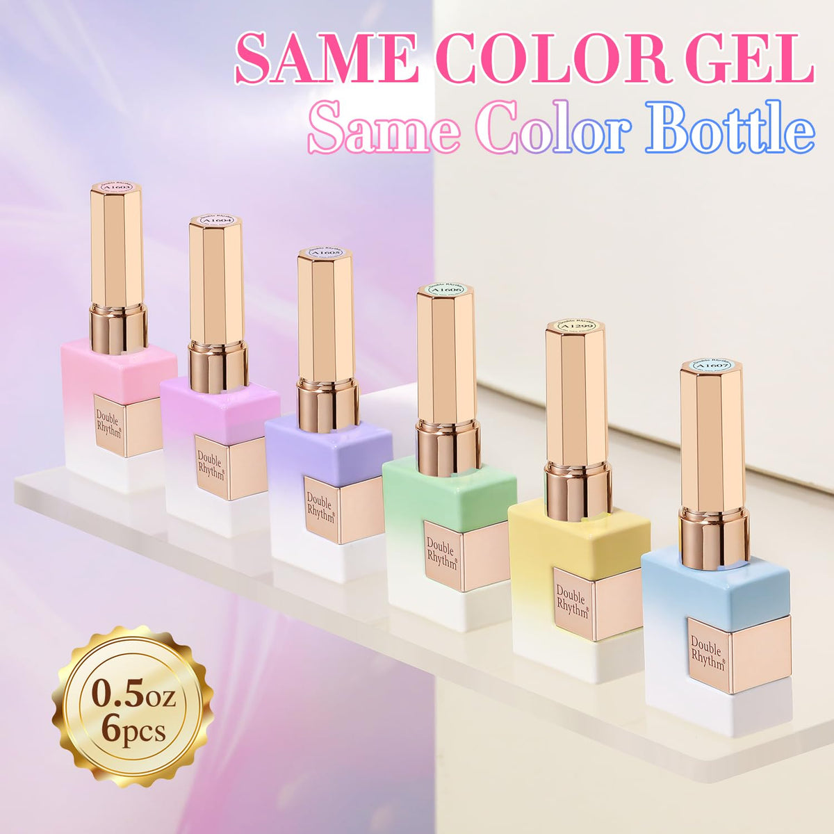 Double Rhythm 6 Pcs 15 ML Gel Polish Set Same Color Same Bottle Soak Off Gel Polish Kit Nail Art