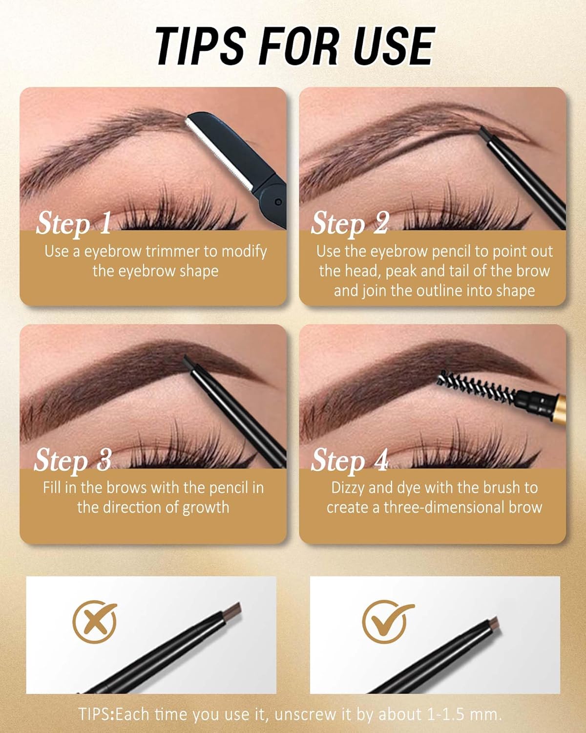 Eyebrow Pencil, 12Pcs Coffee Ultra-Fine Retractable Eye Brow Pencil for Women,Long-Lasting