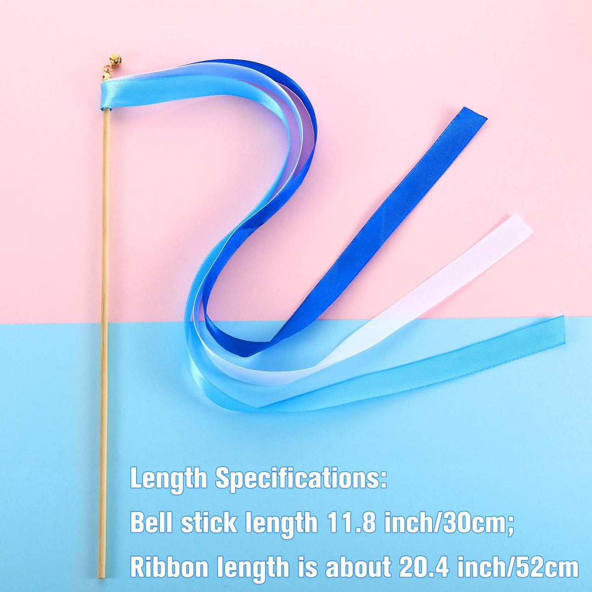 Boao 40 Pieces Mixed Color Ribbon Sticks with Bell, Ribbon Sticks for Stick Party, Streamers for