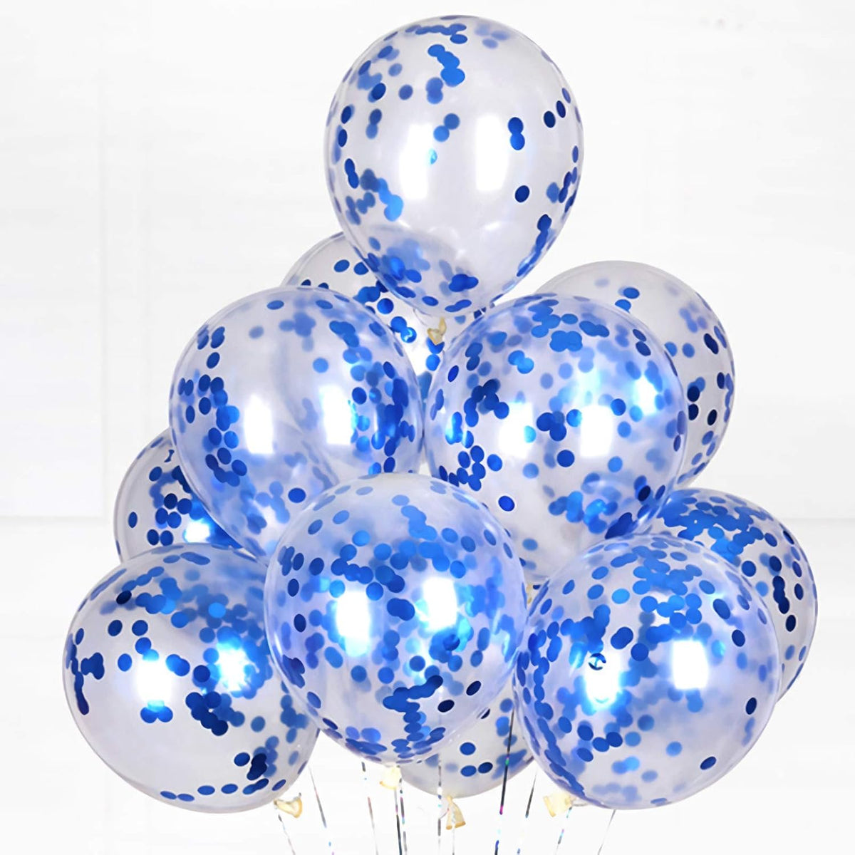 Blue Confetti Balloons, 25 Pcs Thickened 12 Inch Clear Latex Balloon with Confetti Inside for