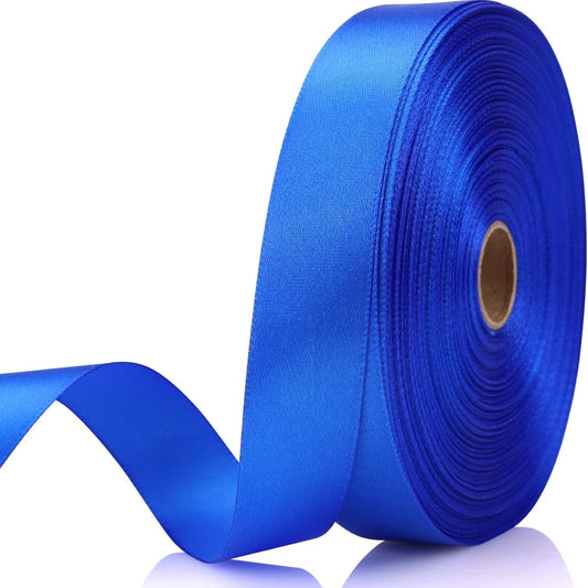 Blue Satin Ribbon 7/8 Inch 60 Yards - Single Face Polyester for Handmade Roses, Gift Wrapping
