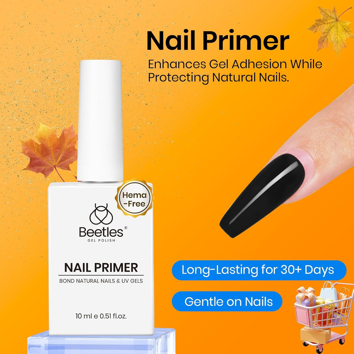 Beetles 15ml Nail Dehydrator and Primer - Acid Free & Hema-Free Natural Prep Dehydrate and Bond