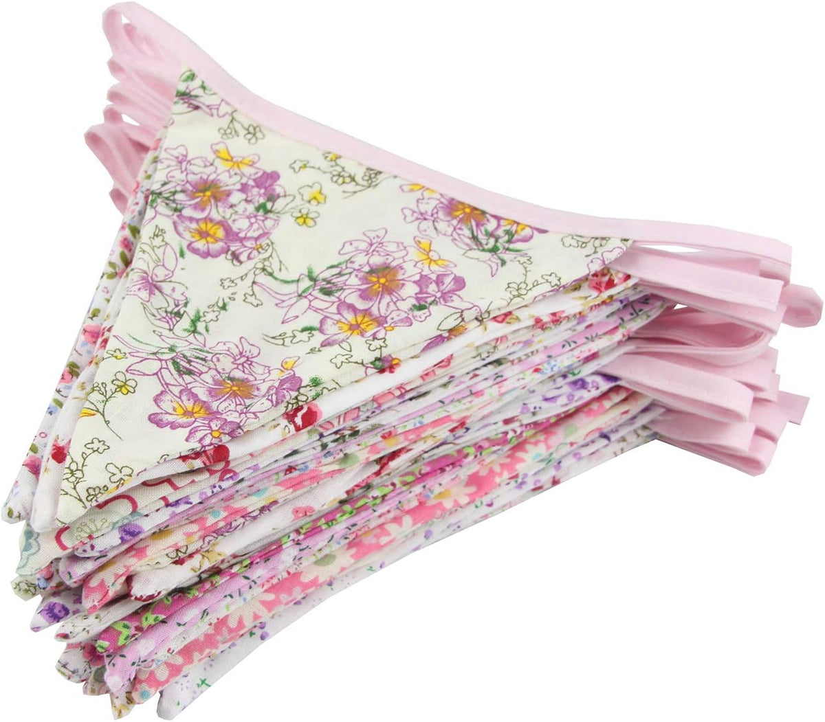 10M/32Ft Triangle Bunting Banner, 36 Pcs Cotton Fabric Flags Pennant Garlands for Birthday Party