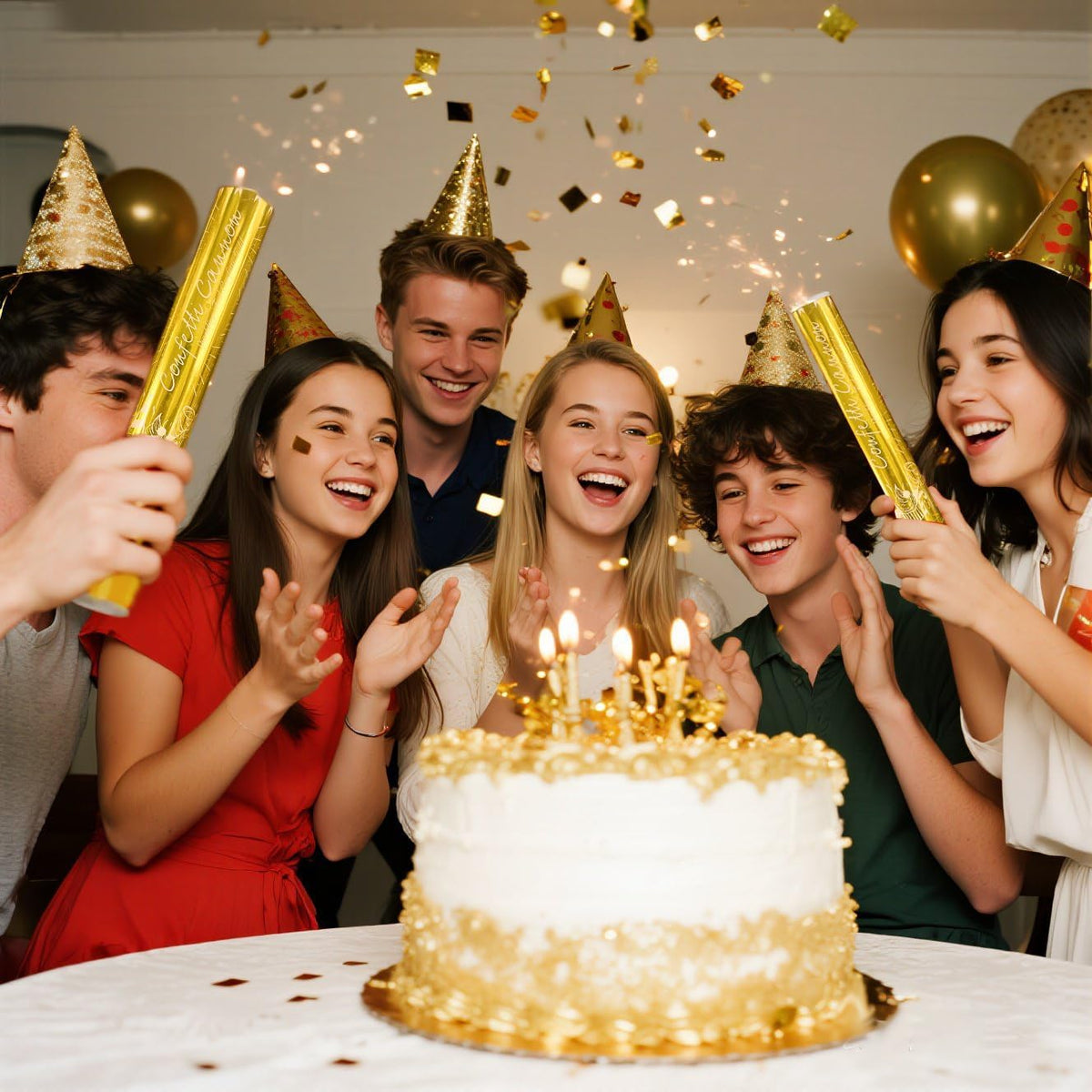 Confetti Cannons Gold | 5-Pack 12-Inch Party Poppers for All Celebrations: Weddings,Christmas