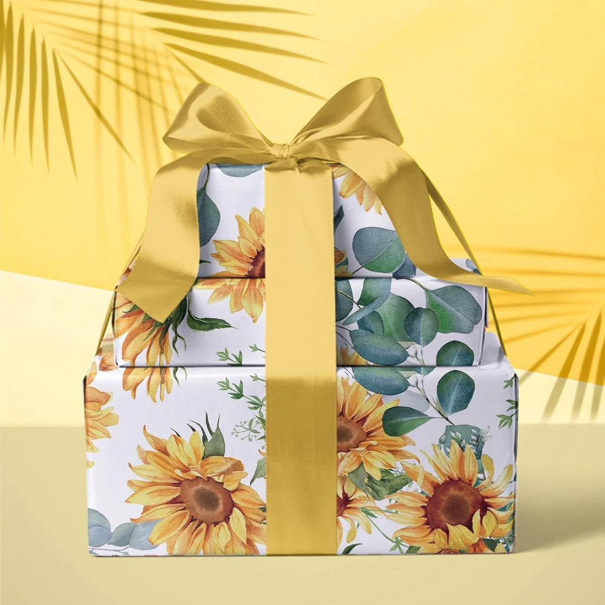 WRAPAHOLIC Kraft Sunflower Wrapping Paper Roll - Mini Roll - 17 Inch x 33 Feet - Perfect for