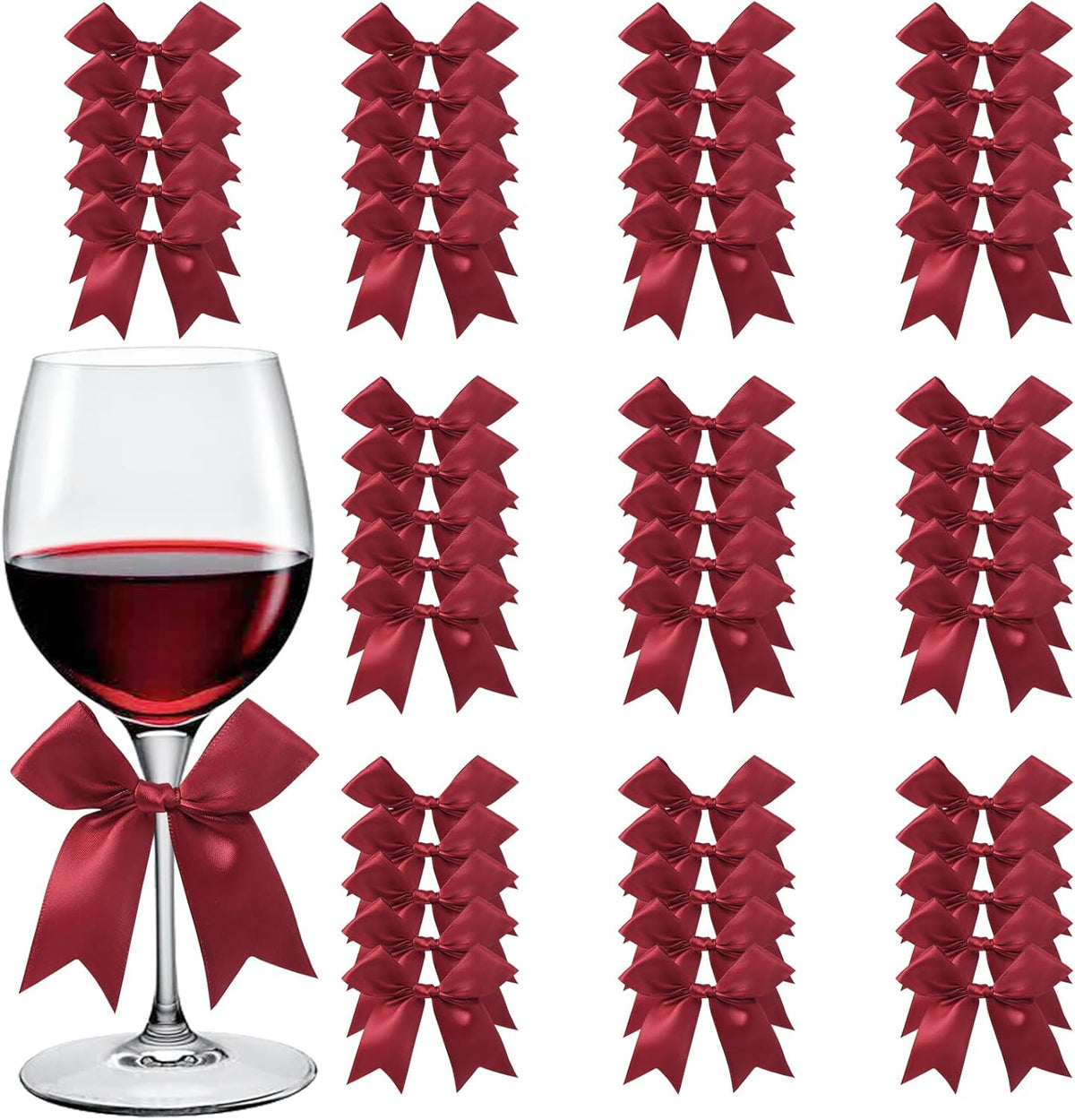 Feluwi Burgundy Gift Wrap Bows (50 Pcs) - 3.3 Inch Elegant Plastic-Free Bows for Christmas Gifts