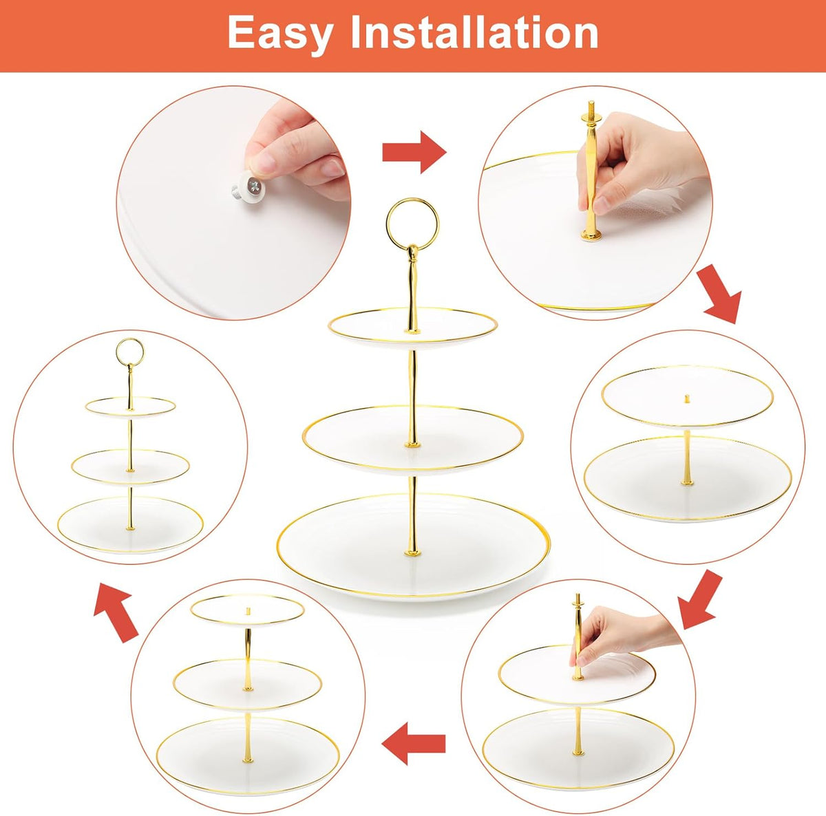 Coitak 3 Tier Cupcake Stand, Plastic Tiered Serving Stand, Dessert Tower Tray for Tea Party, Baby