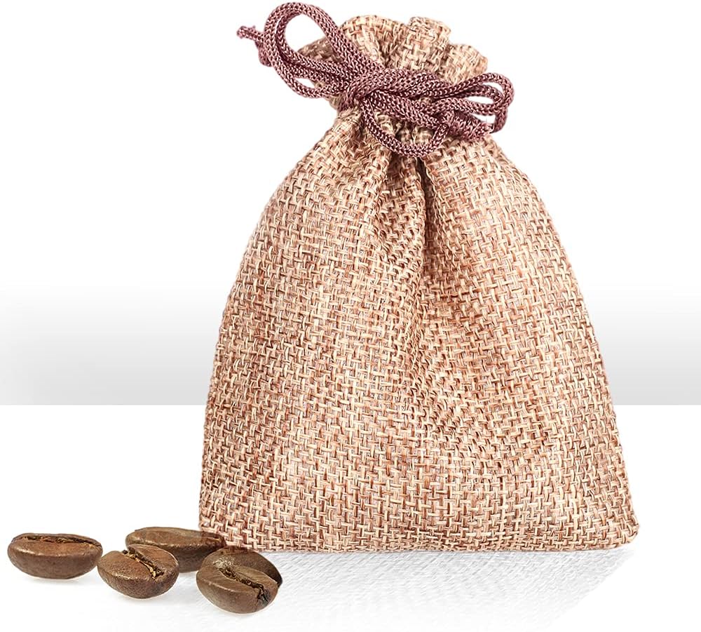 LYSXP 50PCS Burlap Bags with Drawstring，3x4 Inch Drawstring Gift Bag Jewelry Pouches for Wedding
