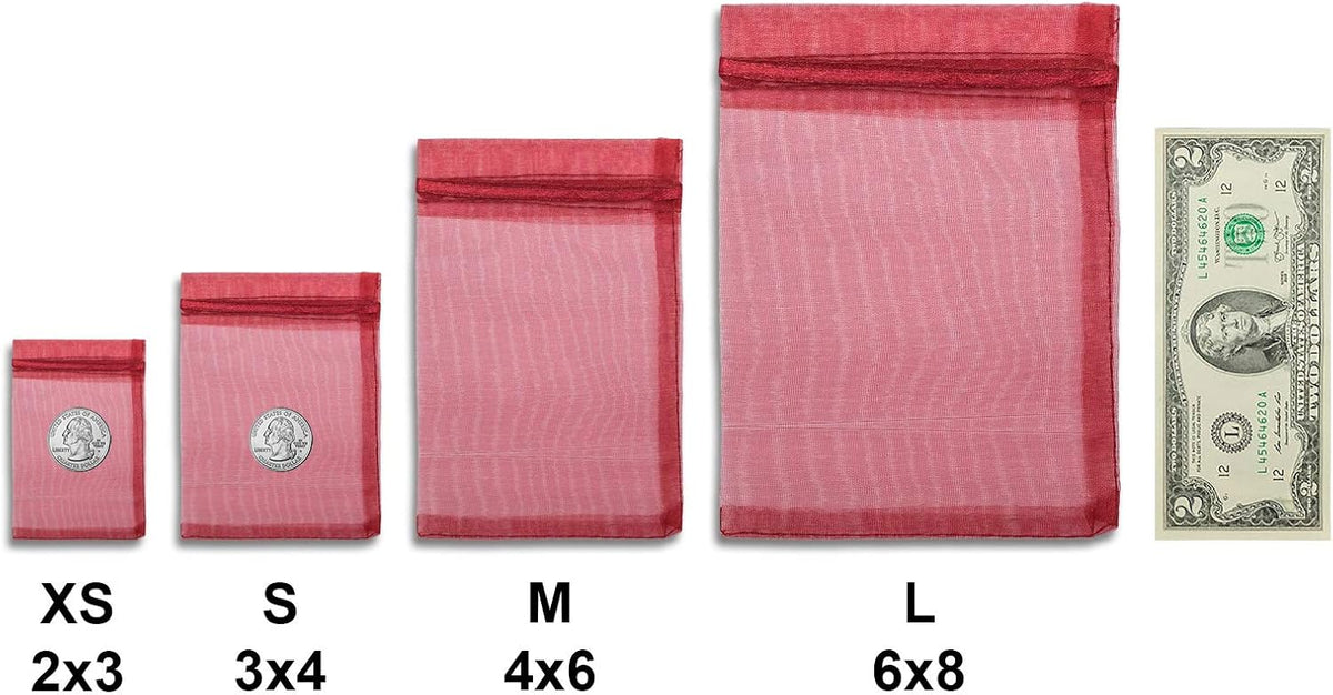TheDisplayGuys 48-Pack 6x8 Maroon Sheer Organza Gift Bags with Drawstring, Jewelry Candy Treat