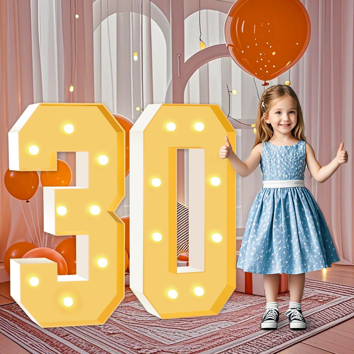3FT Marquee Numbers 30, Large Light Up Numbers 30th Birthday Decorations for Her Him, Cardboard