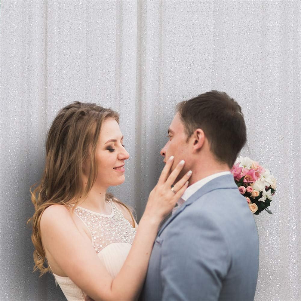 Eternal Beauty White Sequin Backdrop, 6x8 Ft Glitter Background Curtains for Christmas Shimmer