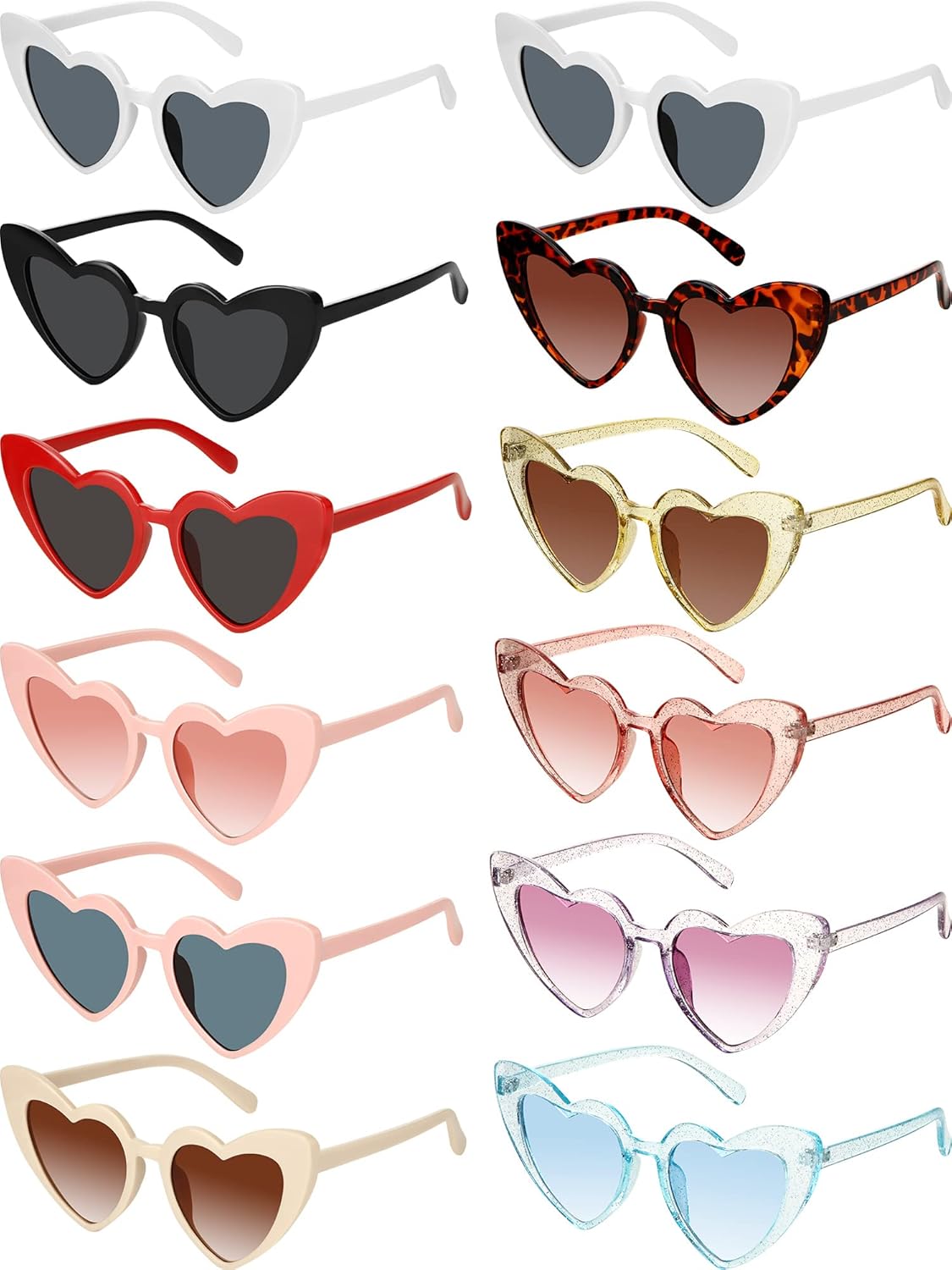 Flutesan 12 Pack Bachelorette Sunglasses Bride Bridesmaid Heart Shaped Sunglasses Women Eyeglasses