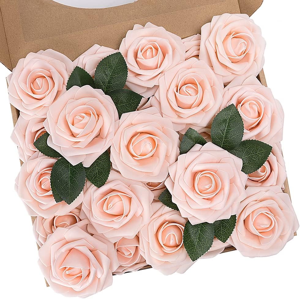 N&T NIETING Artificial Flowers, 25Pcs Fake Flowers Roses Perfect for DIY Wedding Bouquets