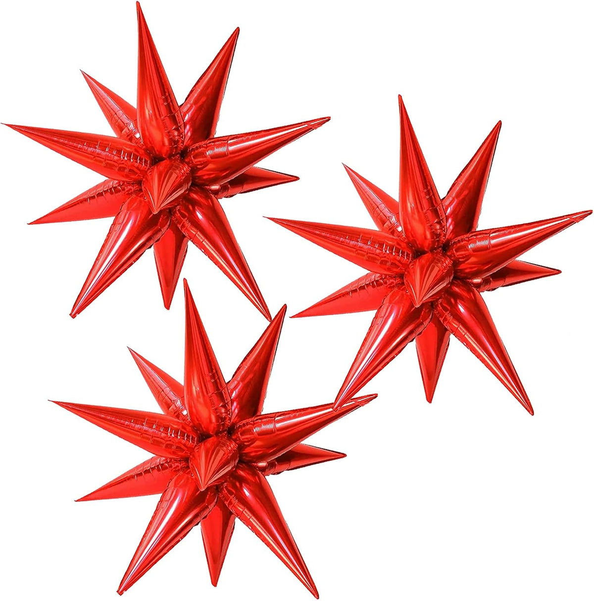 3pcs 26inch 3D Explosion Star foil balloon, christmas day red Foil Cone star burst Balloons for