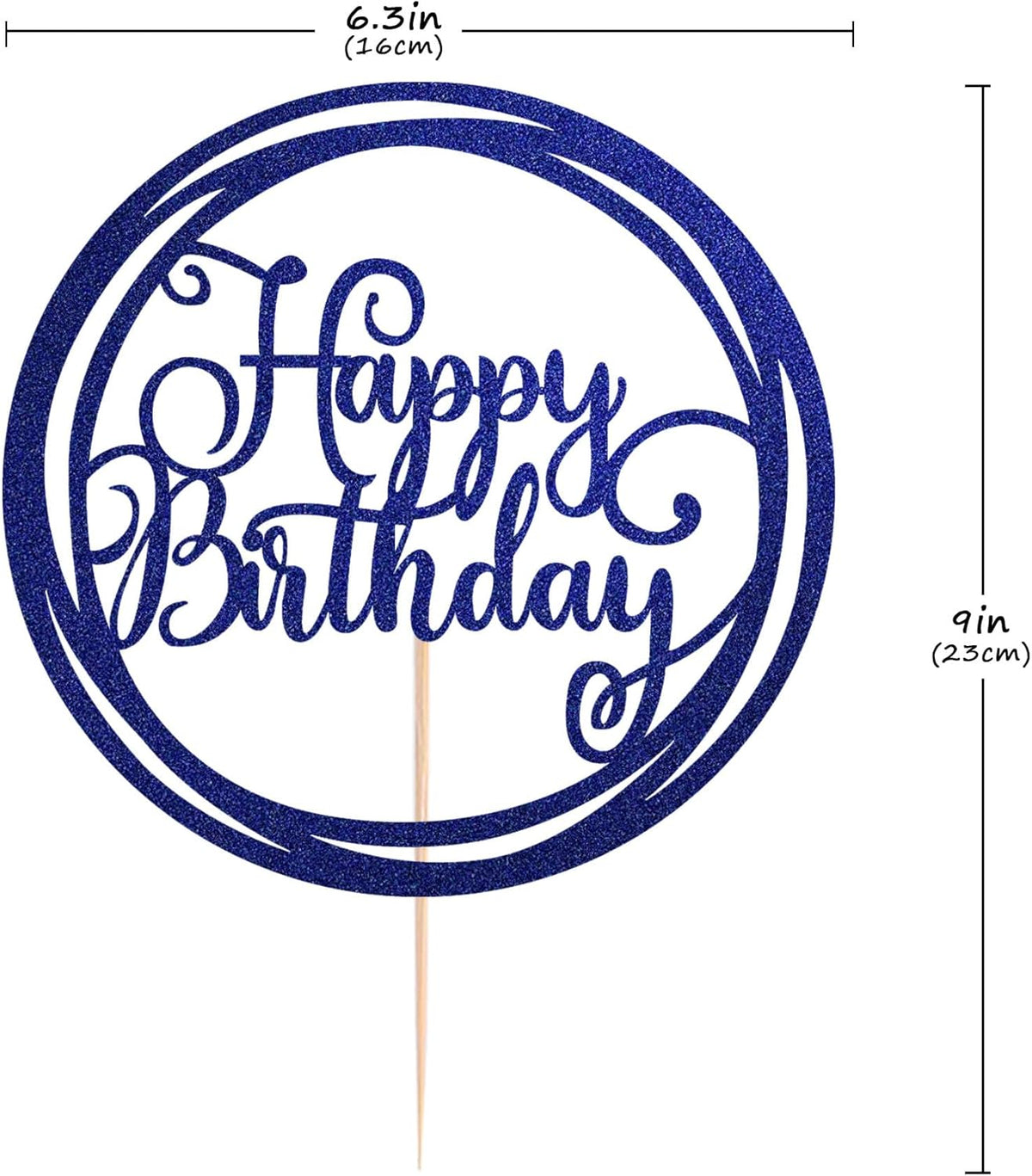 Happy Birthday Cake Topper - Blue Glitter Happy Birthday Cake Decoration Supplies for Children or