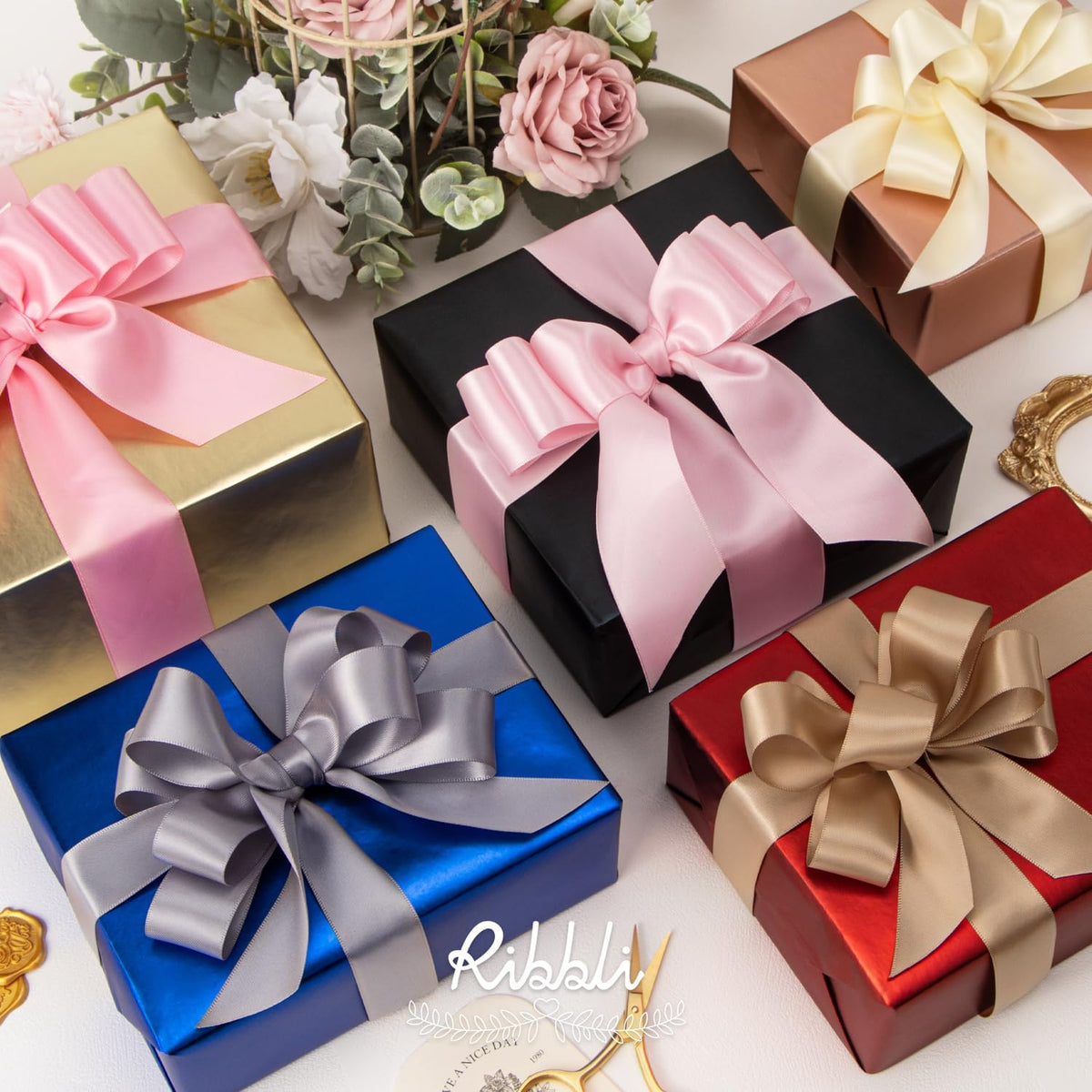 Ribbli Pink Double Faced Satin Ribbon,1-1/2” x Continuous 25 Yards,Use for Bows Bouquet,Gift