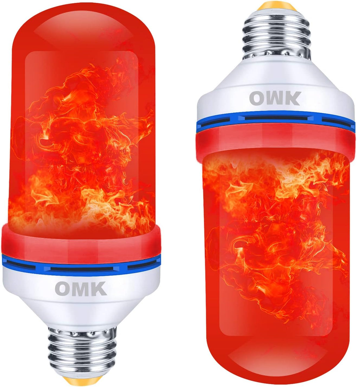 OMK - Christmas Decor LED Flame Effect Light Bulbs - Upgraded 4 Modes Fire Simulated Lamps