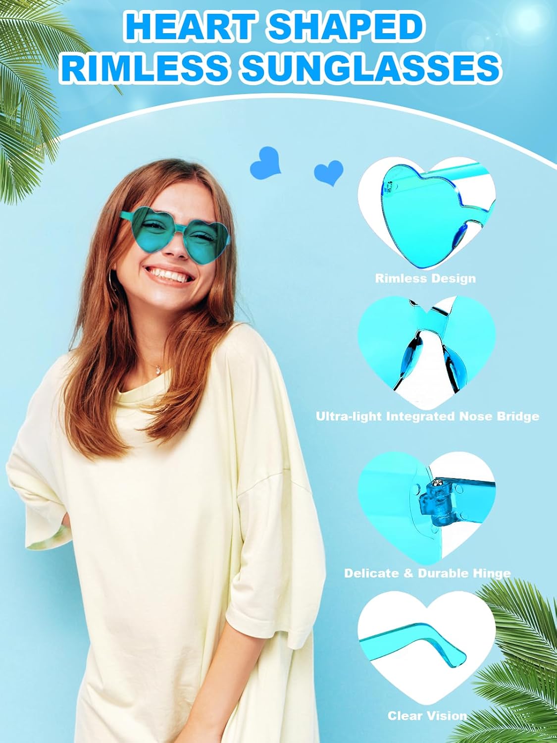 12 Pairs Heart Shaped Sunglasses for Women Colorful Glasses Fun Trendy Transparent Heart Sunglasses