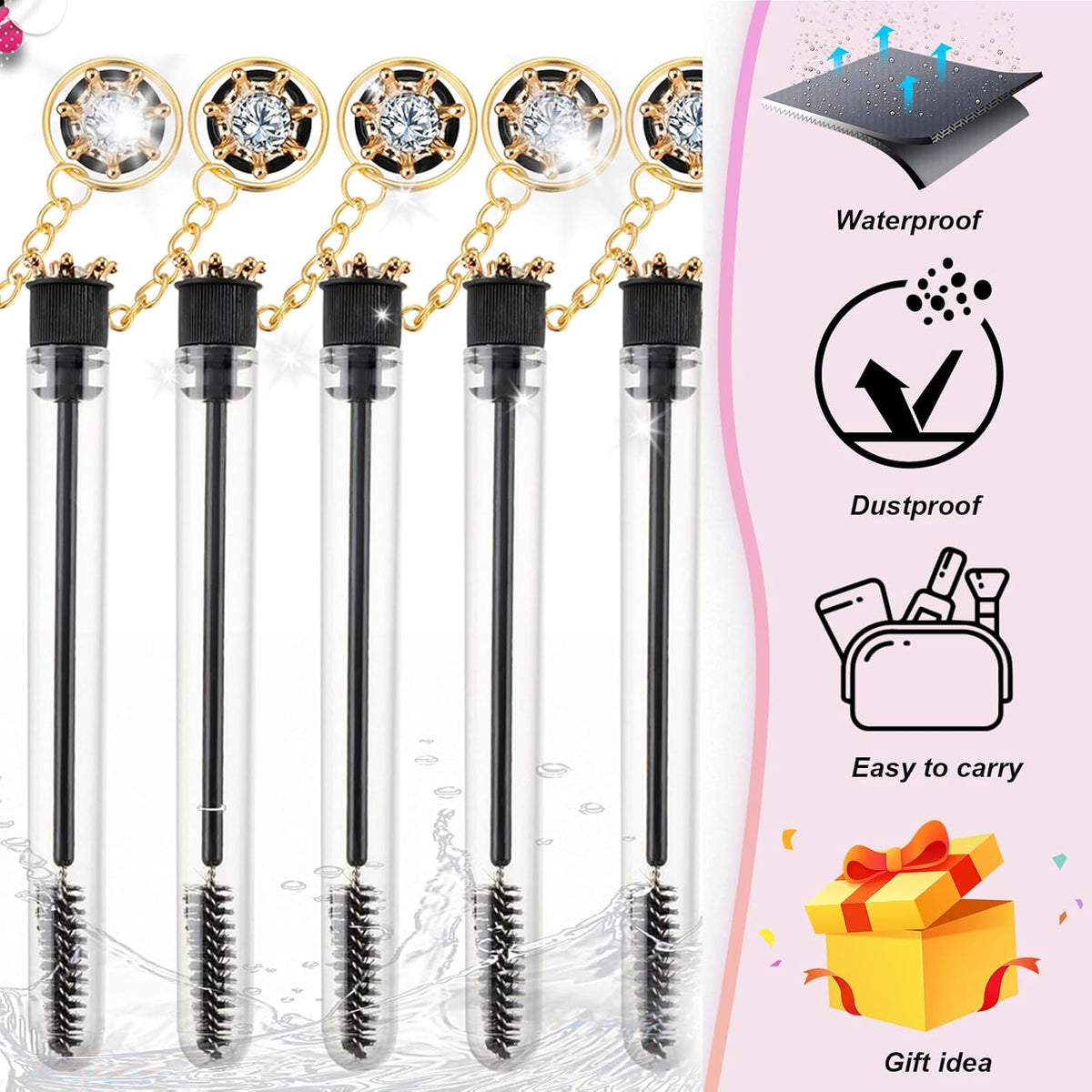 Upgrade 48 Pieces Disposable Mascara Wands Set,Diamond Mascara for Women and Girls- Include 24 Pcs