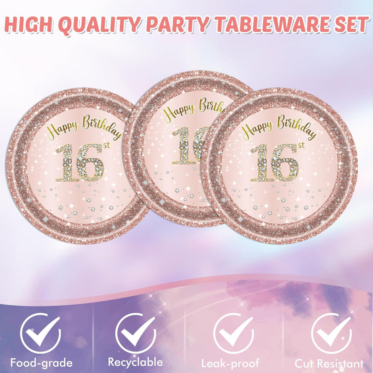16th Birthday Decorations for Girls Rose Gold Sweet 16 Birthday Party Decoration for Her 16th Happy