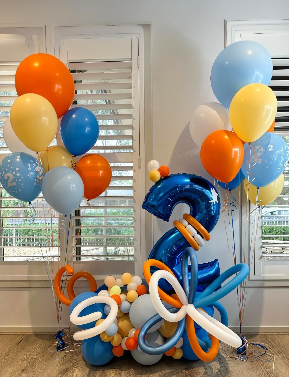 Blue and Orange Balloons – 12 Inch Blue Orange Balloons Set Thick Nude Balloon Shiny Confetti Latex