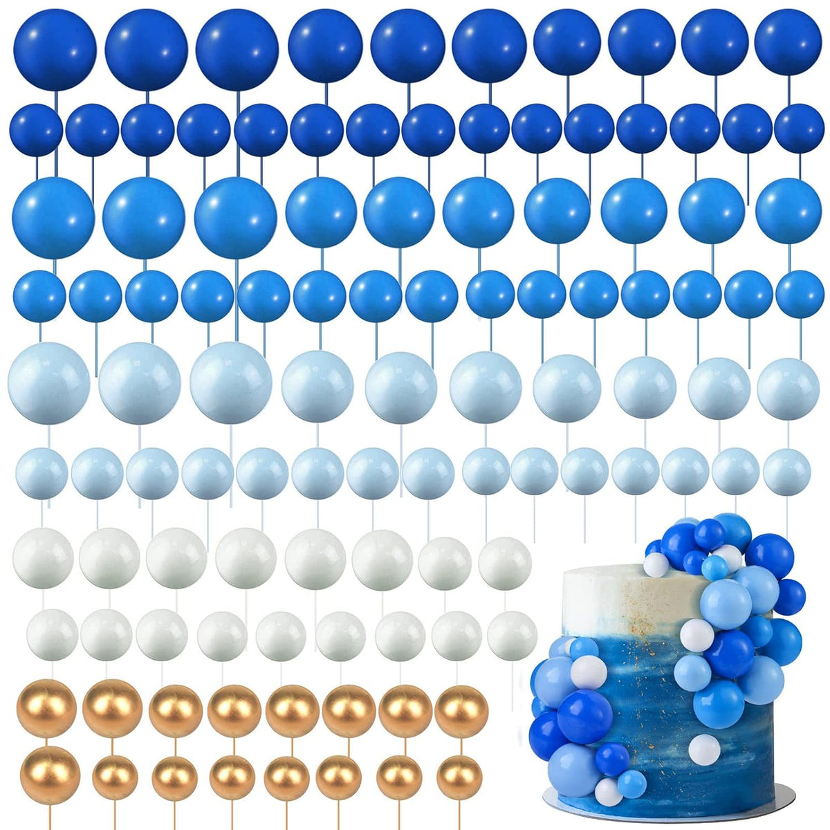 108 Pcs Balls Cake Topper DIY Cupcake Insert Foam Balloons for Cake Baking Wedding Anniversary